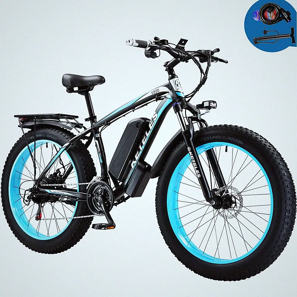 26" Fat Tire Electric Bicycle 21 Speed 1000W 48V/15Ah 27MPH E-Bike for adults