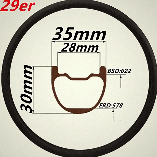 27.5/29ER 650B Carbon MTB Bicycle Rims 35mm Width 30mm Tubeless Circle Ring