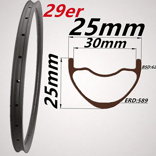 27.5 29er XC Carbon Mountain Bike 25/30/33/35mm Width Tubeless Bicycle Rims
