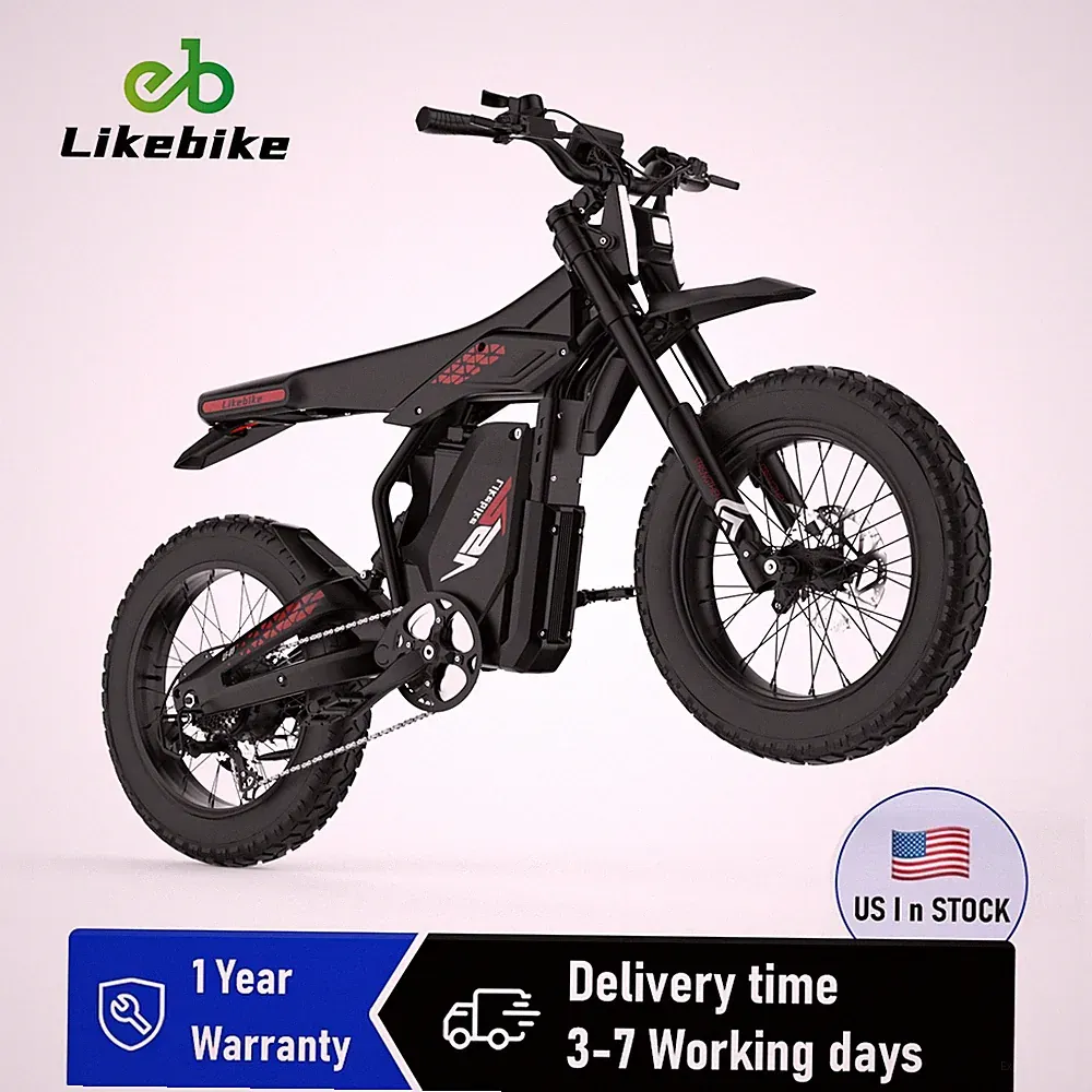 3000W Peak Motorcycle E-Mountain bike 60V 27Ah Electric Dirt Bike 20''Tire Adult