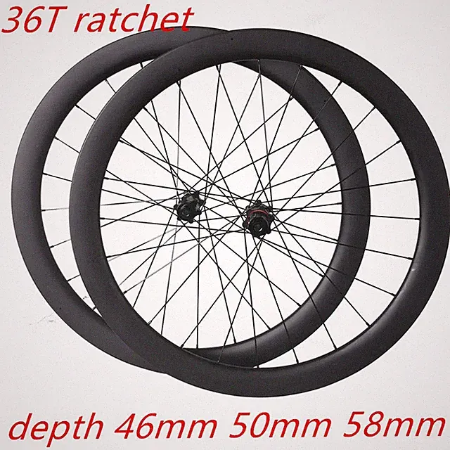36T Ratchet Carbon Wheels Disc Brake 700c Road Bike Wheelset Center Lock