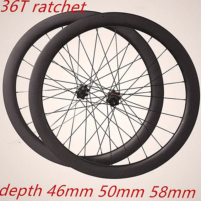 700C 36T Ratchet Carbon Road Wheelset Disc Brake Road Bike ENT Rim Center Lock