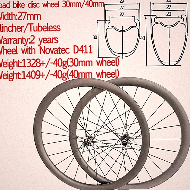700C Gravel Cyclocross Road Bike Carbon Wheelset Clincher Tubeless Bicycle Wheel