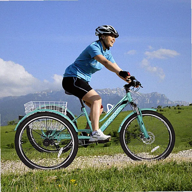 Adult Mountain Tricycle Trike 7 Speed 20/24/26in 3-Wheel Bike for men and women