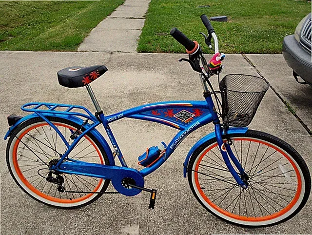 BCA 26" Margaritaville Multi-Speed Orange & Blue Cruiser, Whitewall Tires