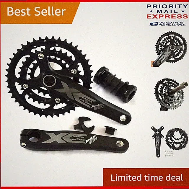 Durable 27-Speed Bicycle Chainring & Detachable Sprocket - Crankset Black