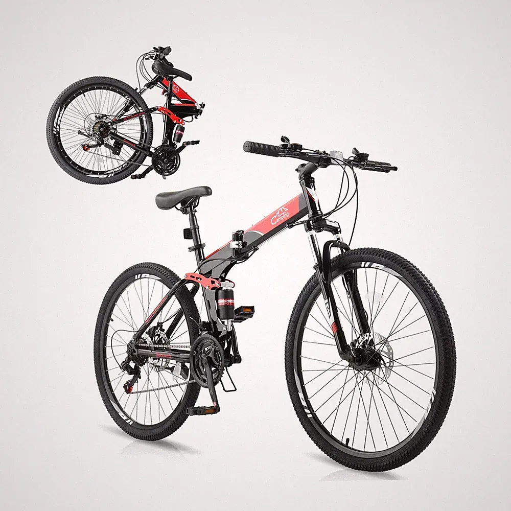 Ktaxon Folding Mountain Bike 21-Speed Adult Bikes 26/27.5 Inch Bike with High...