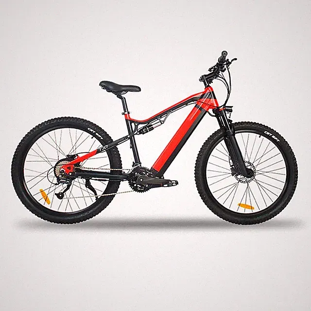 Red 500W Electric Ebike - 27.5 Inch Electric Mountain Bicycle 48V 27 Speed - Baf